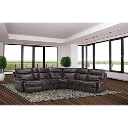 Casual Reclining Sectional Sofa with Storage Console